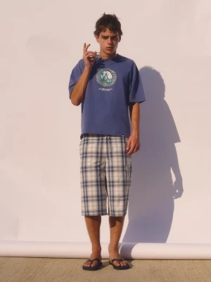 Bershka Bermudy Skater Volcom Mężczyzna Wyblakły Niebieski