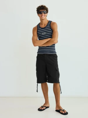 Bershka Bermudy Wide Cargo Mężczyzna Czarny