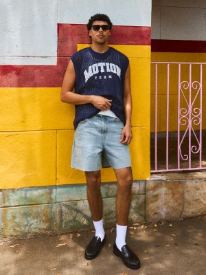 Bershka Bermudy Z Denimu Mężczyzna Jasnoniebieski