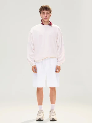 Bershka Bermudy Z Dzianiny Dresowej Mężczyzna Biały