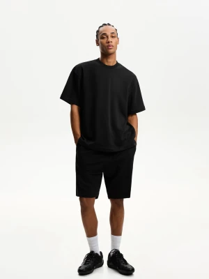 Bershka Bermudy Z Dzianiny Dresowej Mężczyzna Czarny