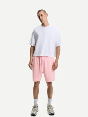 Bershka Bermudy Z Dzianiny Dresowej Mężczyzna Różowy