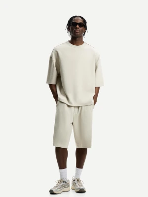 Bershka Bermudy Z Dzianiny Interlock Mężczyzna Popielaty