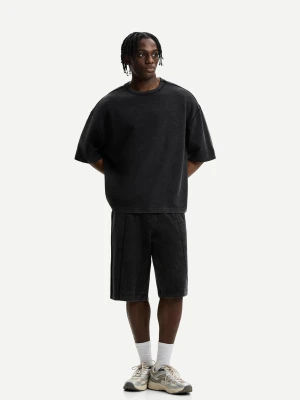 Bershka Bermudy Z Dzianiny Interlock Mężczyzna Szary