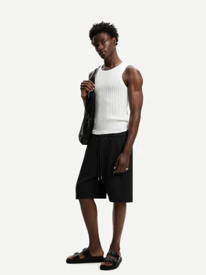 Bershka Bermudy Z Fakturą Mężczyzna Czarny