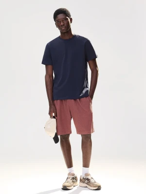 Bershka Bermudy Z Fakturą Mężczyzna Rubinowy