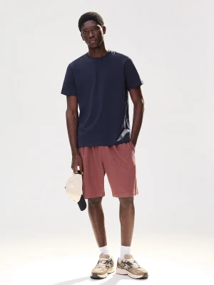 Bershka Bermudy Z Fakturą Mężczyzna Rubinowy