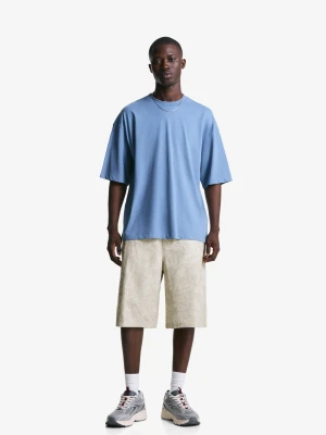 Bershka Bermudy Z Nadrukiem Mężczyzna Szary