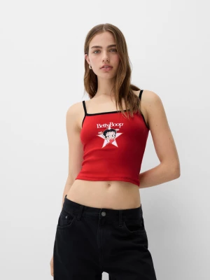 Bershka Betty Boop – Top Na Ramiączkach Kobieta Czerwony