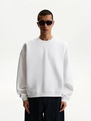 Bershka Bluza Boxy Basic Mężczyzna Biały