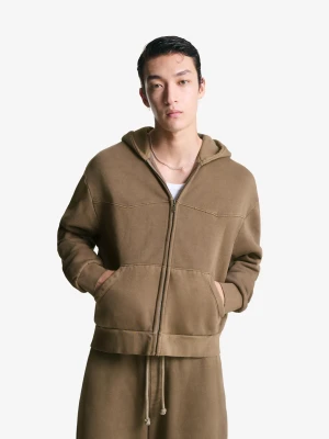 Bershka Bluza Boxy O Krótszym Kroju Zapinana Na Suwak Mężczyzna Brązowy