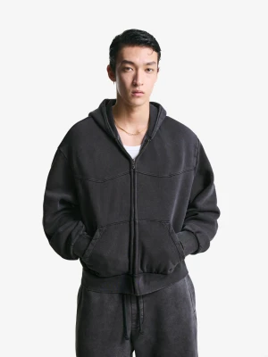 Bershka Bluza Boxy O Krótszym Kroju Zapinana Na Suwak Mężczyzna Szary