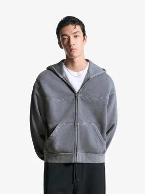 Bershka Bluza Boxy O Krótszym Kroju Zapinana Na Suwak Mężczyzna Szary