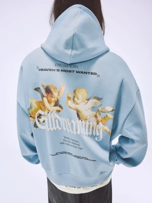 Bershka Bluza Boxy Saint Margaret Of Cortona Z Nadrukiem Mężczyzna Jasnoniebieski