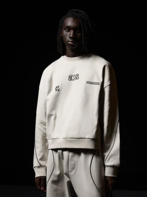 Bershka Bluza Boxy Z Haftem Mężczyzna Popielaty