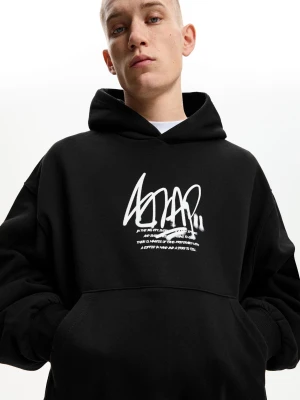 Bershka Bluza Boxy Z Kapturem Mężczyzna Czarny