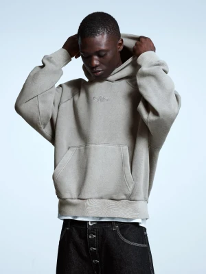 Bershka Bluza Boxy Z Kapturem Mężczyzna Szary
