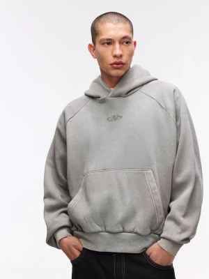 Bershka Bluza Boxy Z Kapturem Mężczyzna Szary