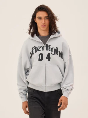 Bershka Bluza Boxy Z Suwakiem I Nadrukiem Mężczyzna Szary