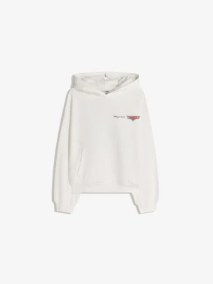 Bershka Bluza Cars Z Kapturem I Nadrukiem Kobieta Biały Złamany