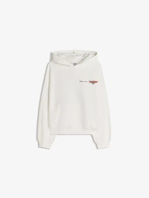 Bershka Bluza Cars Z Kapturem I Nadrukiem Kobieta Biały Złamany