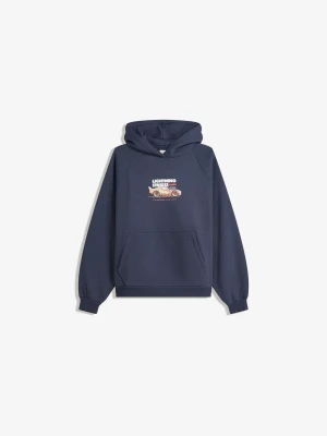 Bershka Bluza Cars Z Kapturem Kobieta Granatowy