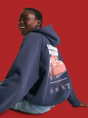 Bershka Bluza Cars Z Kapturem Kobieta Granatowy