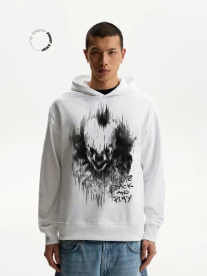 Bershka Bluza It Z Kapturem Mężczyzna Biały