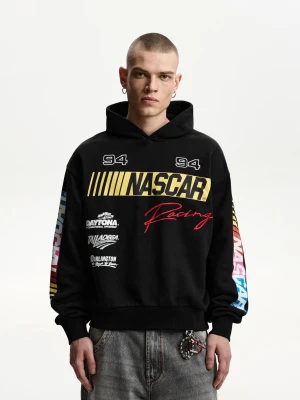 Zdjęcie produktu Bershka Bluza O Kwadratowym Kroju Z Nadrukiem Nascar Mężczyzna Czarny