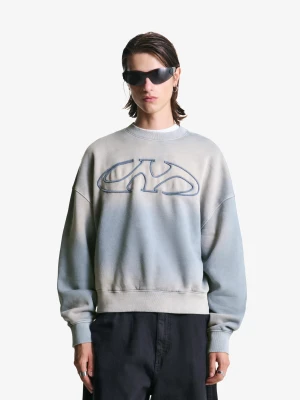 Bershka Bluza Oversize Efekt Prania Mężczyzna Jasny Niebieski