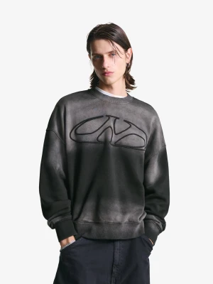 Bershka Bluza Oversize Efekt Prania Mężczyzna Szary