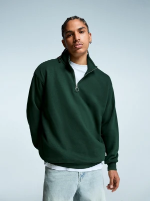 Bershka Bluza Oversize Z Golfem Mężczyzna Zielony