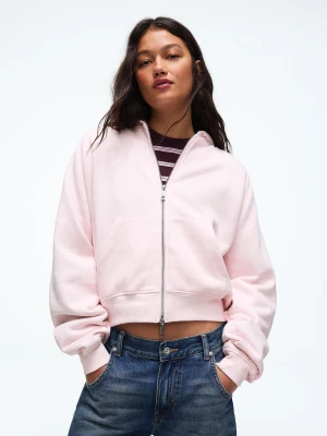 Bershka Bluza Oversize Z Kapturem I Rękawem Raglanowym Kobieta Różowy