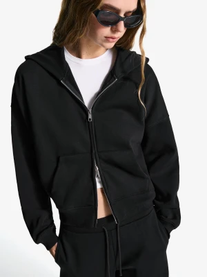 Bershka Bluza Oversize Z Kapturem I Zamkiem Błyskawicznym Kobieta Czarny