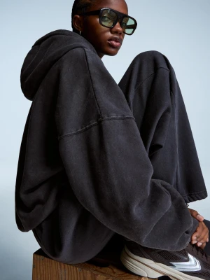 Bershka Bluza Oversize Z Kapturem Kobieta Ciemnoszary