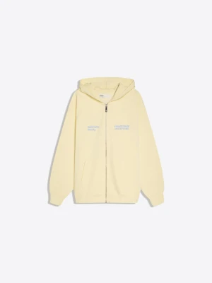 Bershka Bluza Oversize Z Kapturem, Suwakiem I Nadrukiem Kobieta Żółty