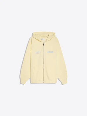 Bershka Bluza Oversize Z Kapturem, Suwakiem I Nadrukiem Kobieta Żółty