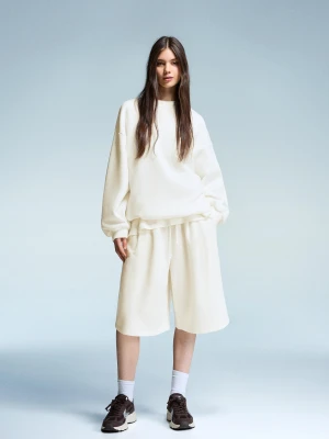 Bershka Bluza Oversize Z Kieszeniami Kobieta Biały Złamany