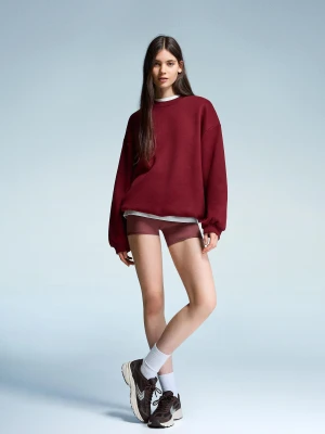 Bershka Bluza Oversize Z Kieszeniami Kobieta Bordowy