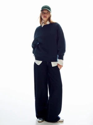 Bershka Bluza Oversize Z Kieszeniami Kobieta Granatowy