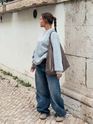 Bershka Bluza Oversize Z Kieszeniami Kobieta Szary