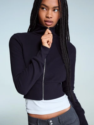 Bershka Bluza Rozpinana Kobieta Granatowy