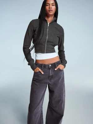 Bershka Bluza Rozpinana Kobieta Szary