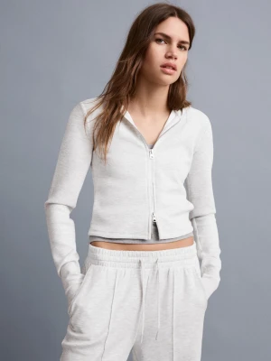Bershka Bluza Soft Z Modalem I Kapturem Kobieta Szary
