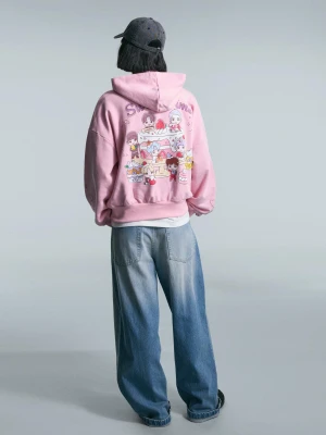 Bershka Bluza Tinytan Z Nadrukiem Kobieta Różowy