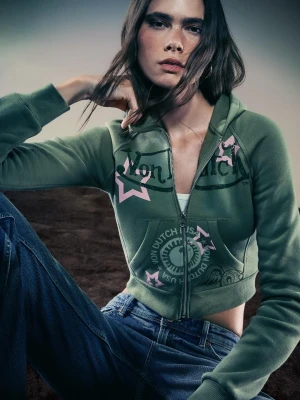 Zdjęcie produktu Bershka Bluza Von Dutch Z Suwakiem I Nadrukiem Kobieta Khaki
