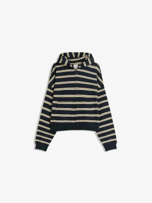 Bershka Bluza W Paski Z Kapturem I Suwakiem Kobieta Granatowy