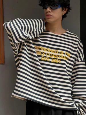 Bershka Bluza W Paski Z Okrągłym Dekoltem Mężczyzna Granatowy