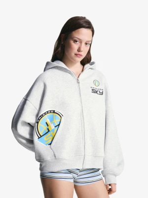 Bershka Bluza Wnba Z Kapturem I Suwakiem Kobieta Szary