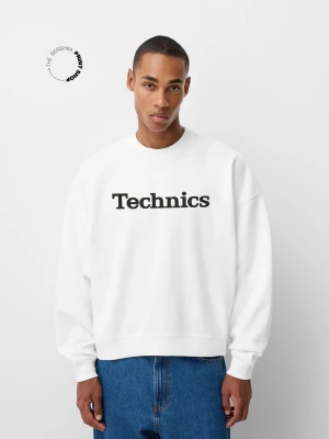 Bershka Bluza Z Dzianiny Dresowej Technics Mężczyzna Biały